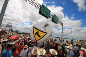 Manifestantes denunciaram os riscos dos transgênicos | Foto: Daniel Leon