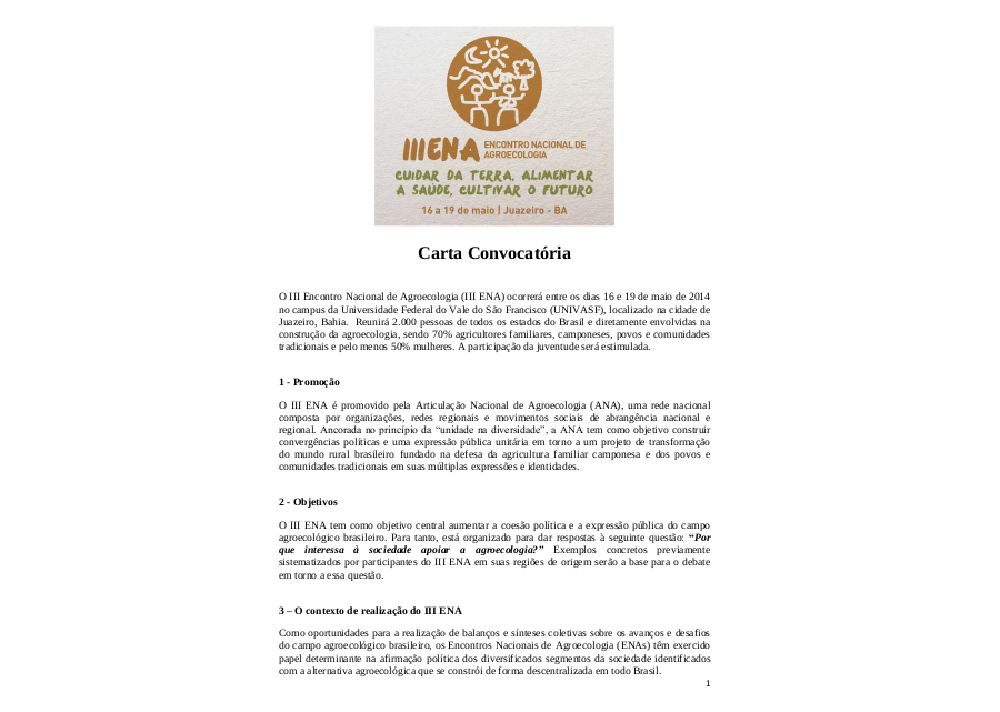 Carta Convocatória III ENA