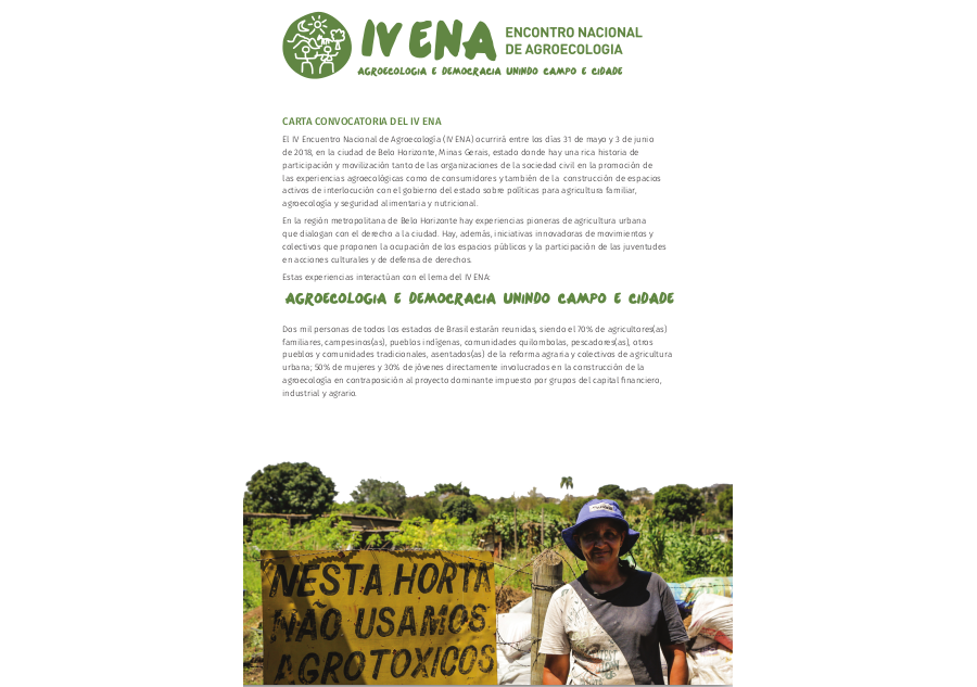 Carta Convocatória IV ENA – versão espanhol