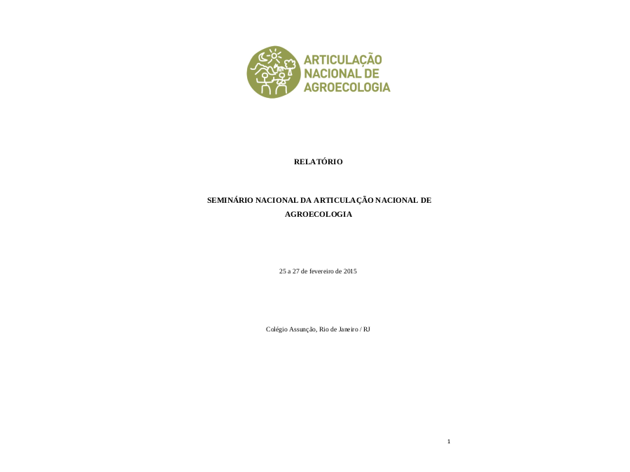 Relatório do Seminário Nacional da ANA