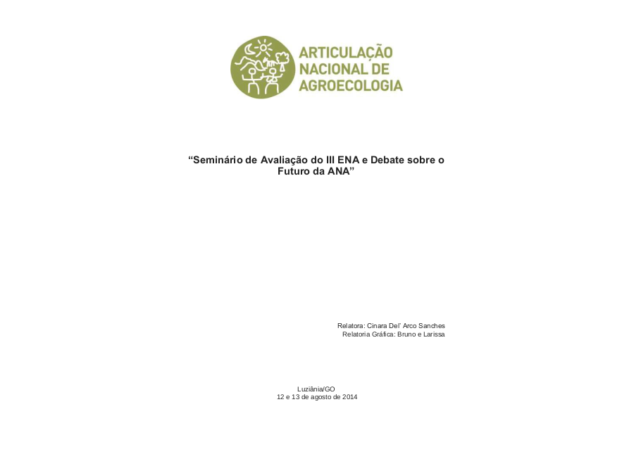 Relatório do Seminário de Avaliação do III ENA e Debate sobre o Futuro da ANA